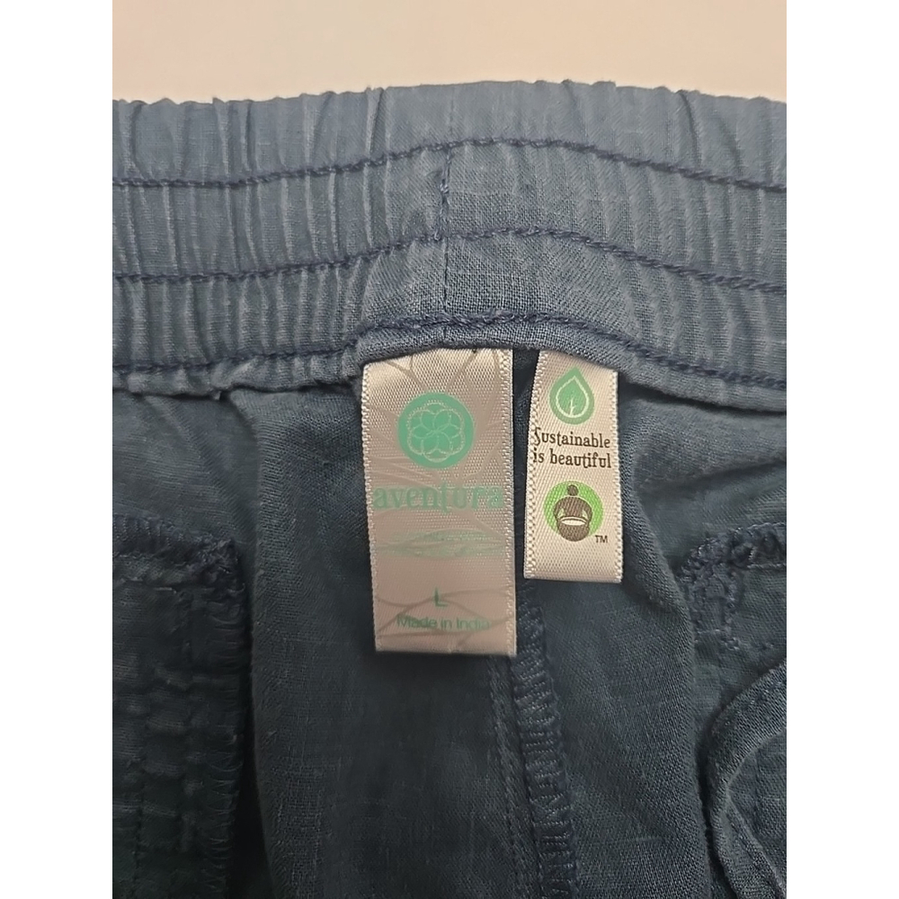 Aventura Size L Hemp Blend Drawstring Shorts Blue Casual Summer Travel - Picture 6 of 8